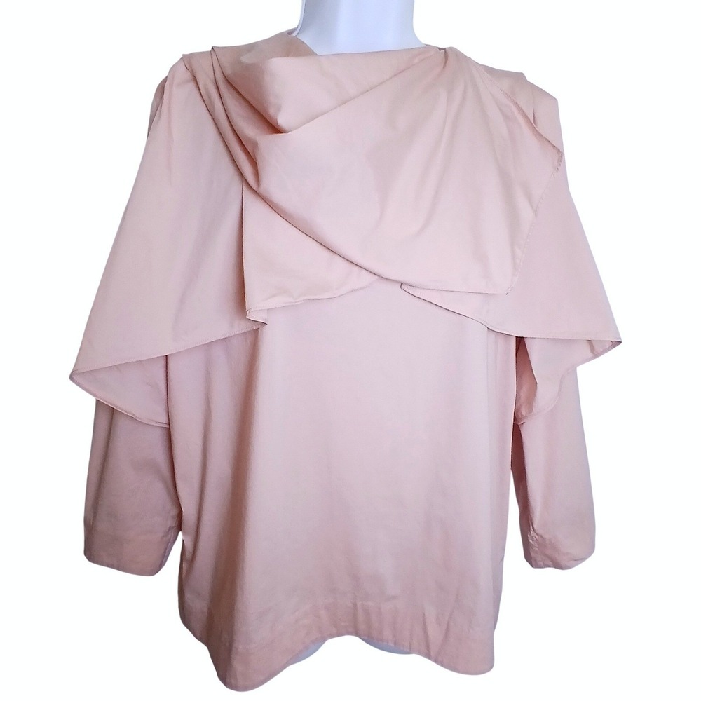 COS Women 38 Pink Scarf Cape Blouse Minimalist Avant Garde Draped Long Sleeve
